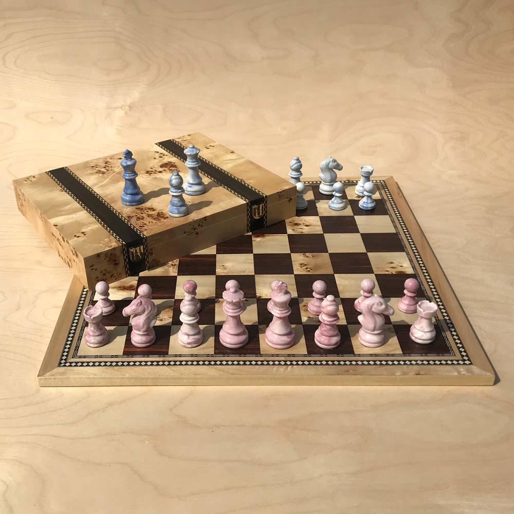 Marble Chess Set and Ebony Chess Board
