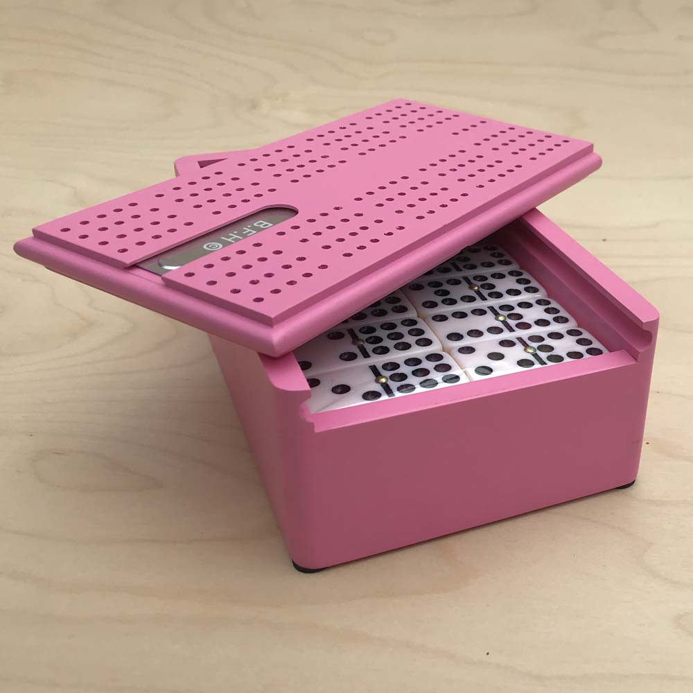Pink Double 9 Dominoes set with 55 domino pieces